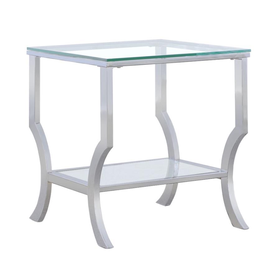 Coaster Fine Furniture Saide - Square Glass Top Side End Table - Chrome | Meri Furniture
