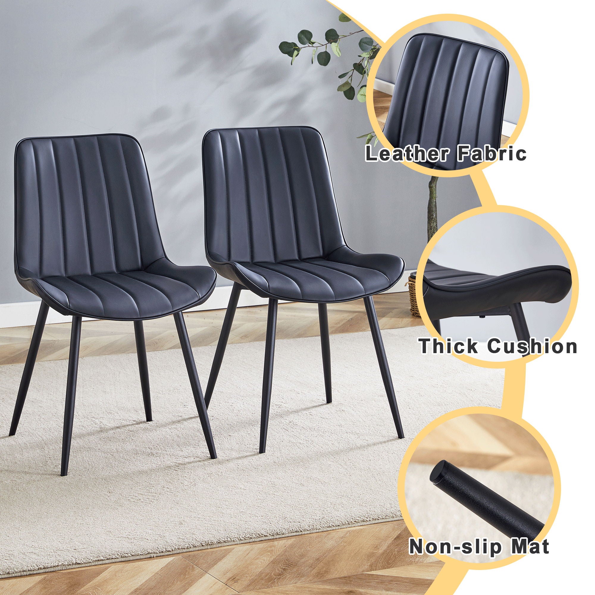 Modern Style Extended Seat Cushion Dining Chair Set