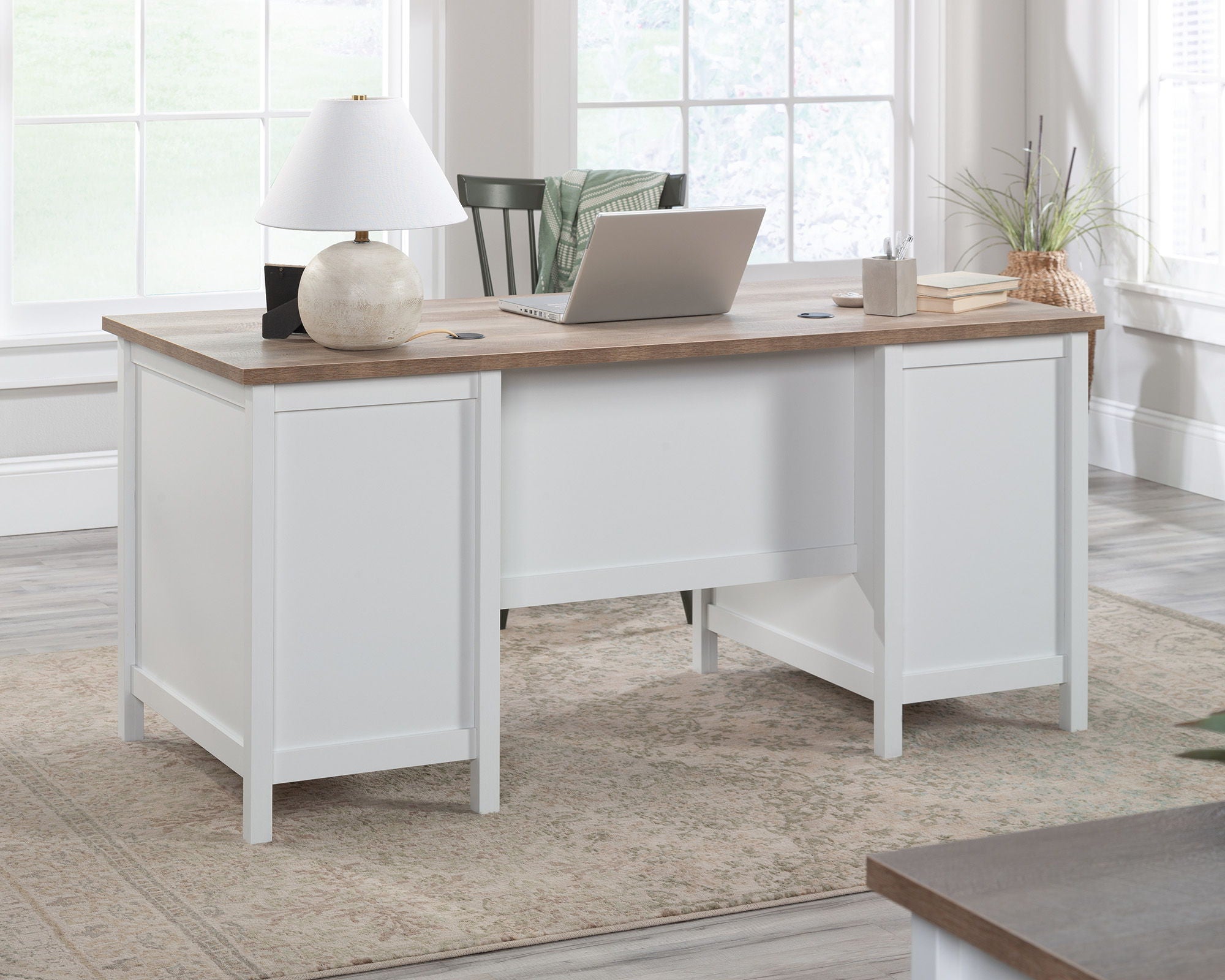 White Executive Pedestal Desk with Drawers