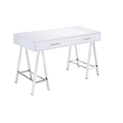 ACME Coleen - Desk - White High Gloss & Chrome | Meri Furniture