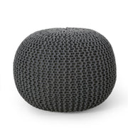 Bordeaux - Knitted Cotton Round Pouf, Versatile Ottoman And Floor Cushion