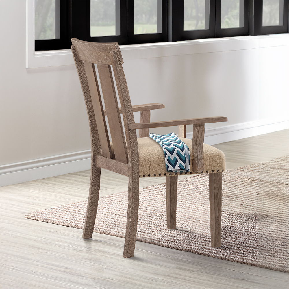 Nathaniel - Arm Chair Set of 2) - Fabric & Maple