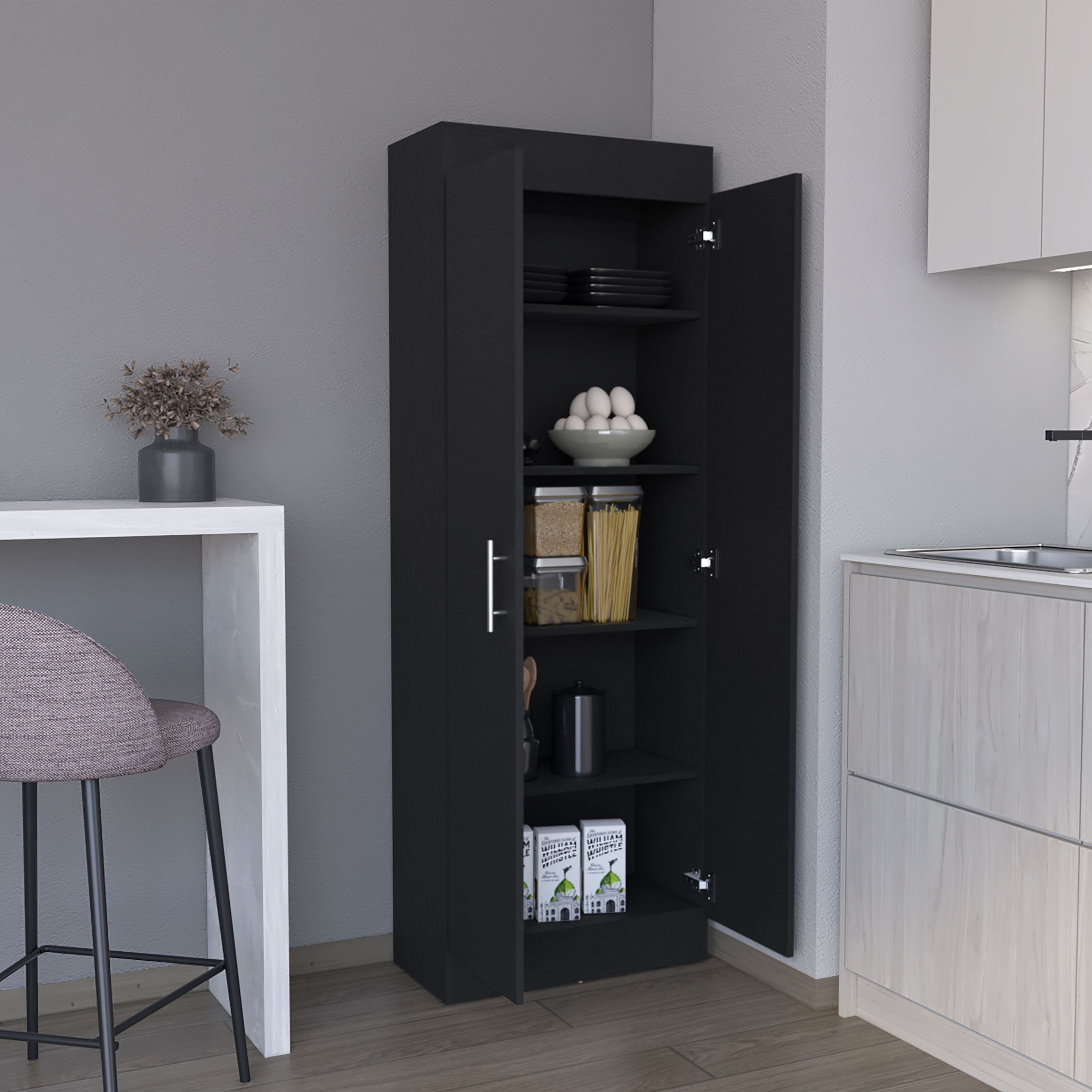 Clinton - Pantry Cabinet Kitchen Storage - Black