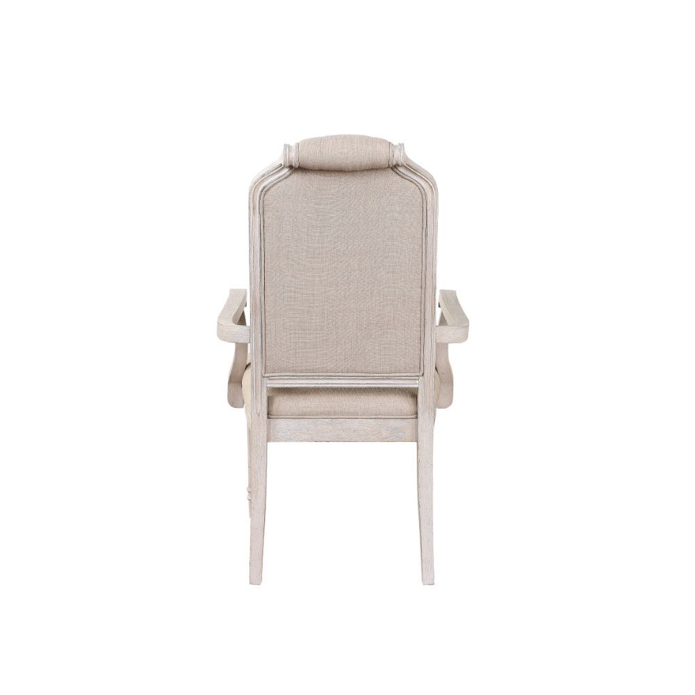 ACME Wynsor - Chair (Set of 2) - Fabric & Antique Champagne | Meri Furniture