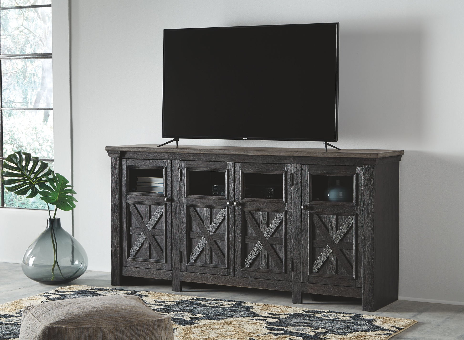 Ashley Furniture Tyler - Black / Gray - Extra Large TV Stand | Meri Furniture