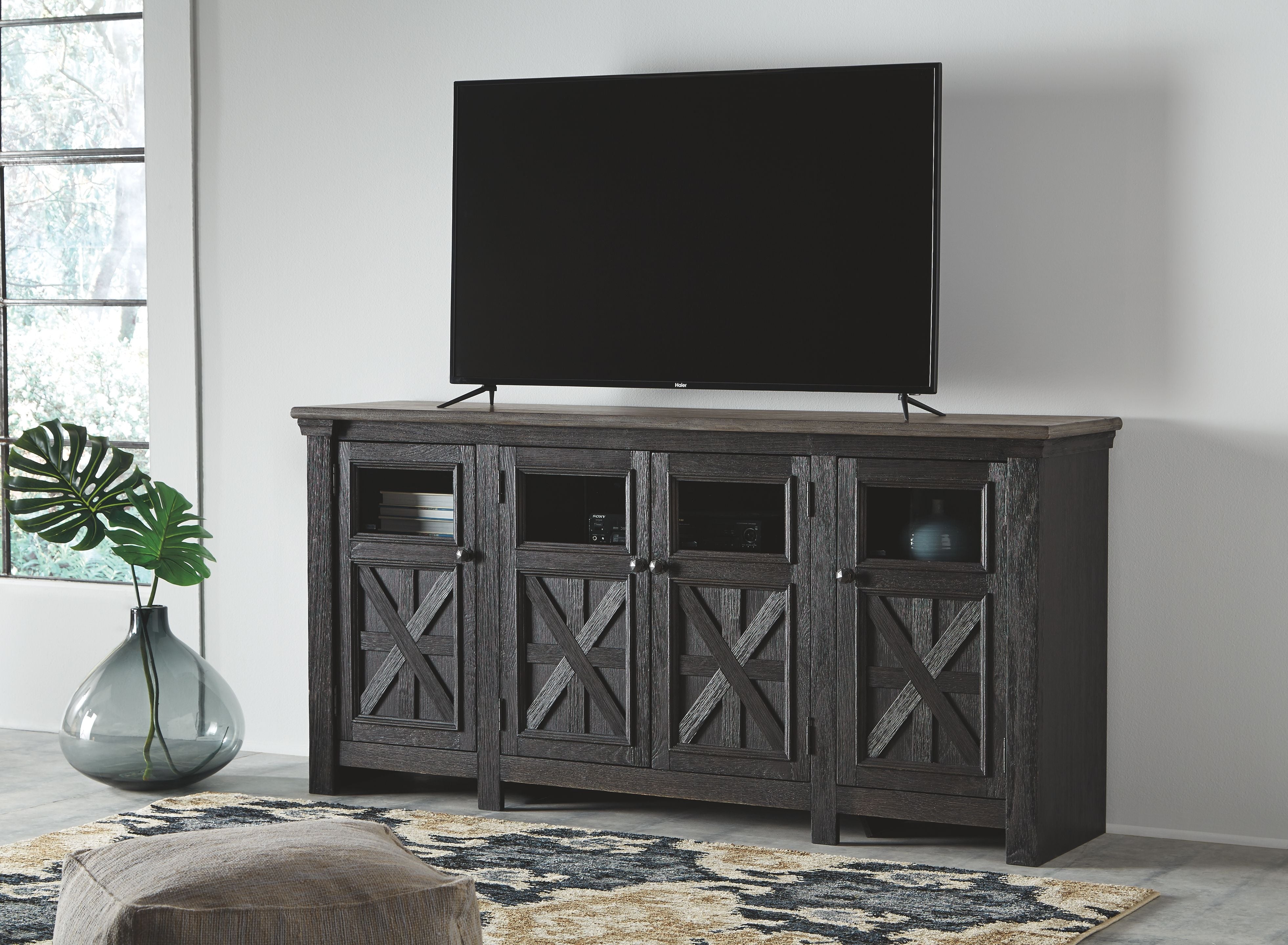 Ashley Furniture Tyler - Black / Gray - Extra Large TV Stand | Meri Furniture