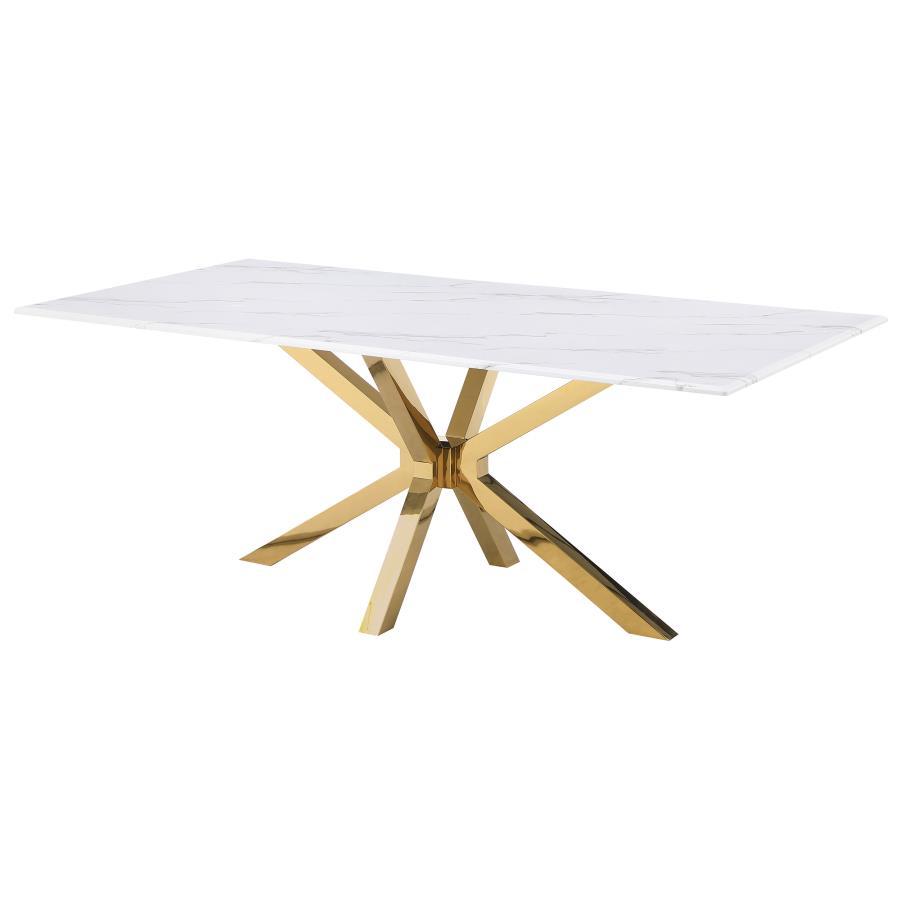 Coaster Fine Furniture Venera - Rectangular Faux Marble Dining Table - White | Meri Furniture
