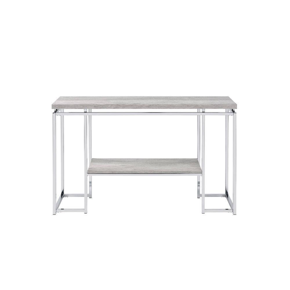 ACME Chafik - Accent Table - Natural Oak & Chrome | Meri Furniture