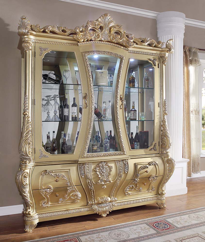 ACME Cabriole - Curio - Gold Finish | Meri Furniture