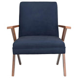 Cheryl - Upholstered Wood Arm Accent Chair - Dark Blue