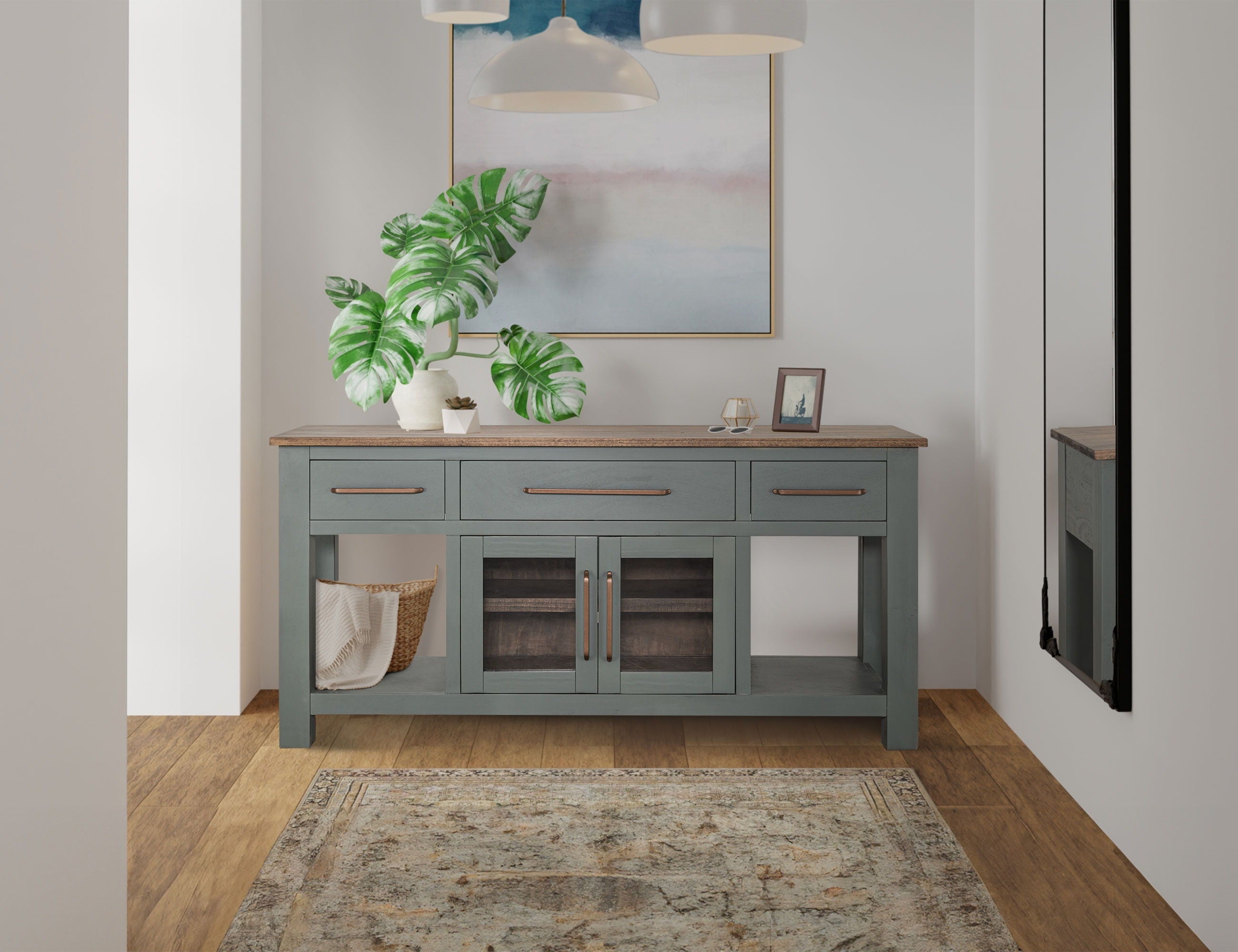 International Furniture Direct Alban - Console - Green / Brown | Meri Furniture