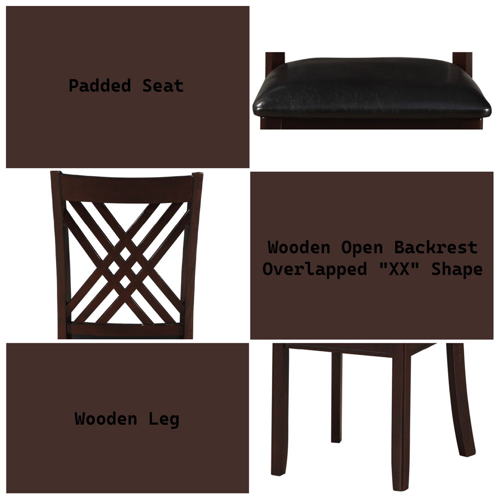 Katrien - Side Chair Set of 2) - Black Synthetic Leather & Espresso