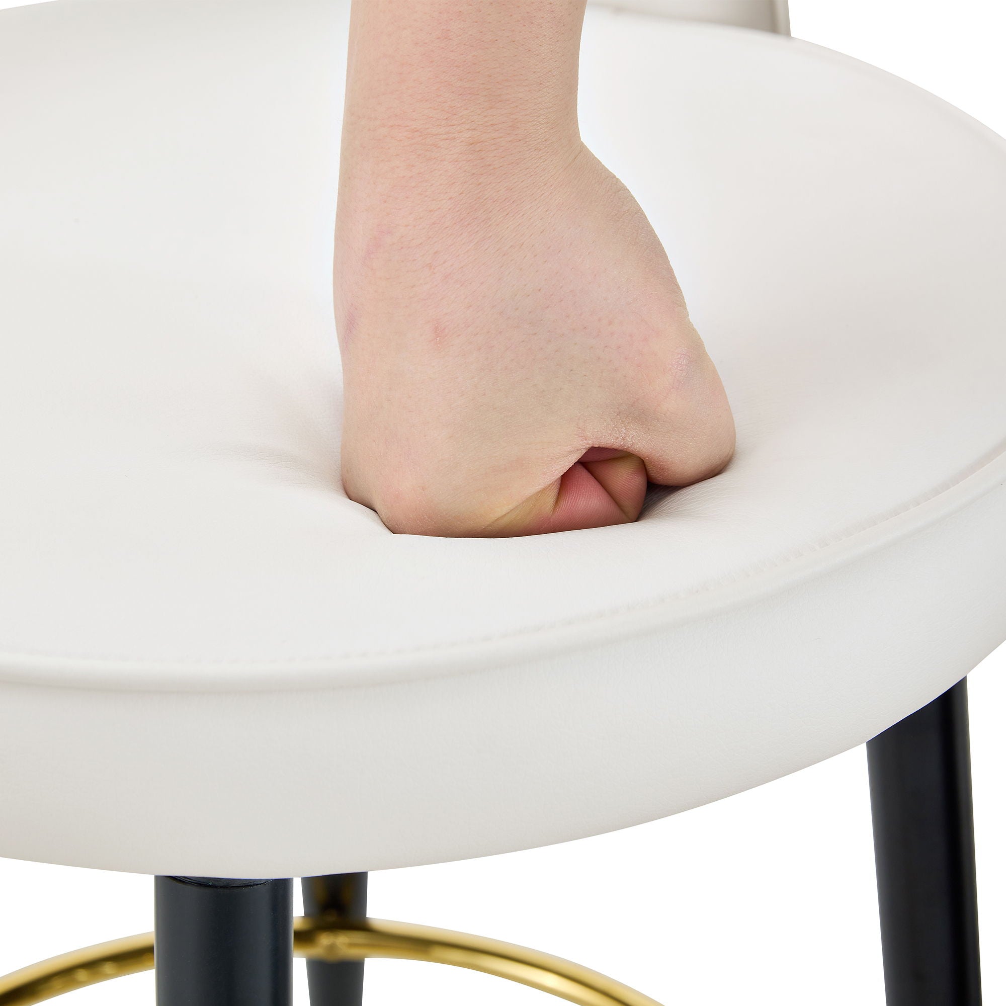 Upholstered Rotatable Bar Chair With Metal Legs For Dining Room