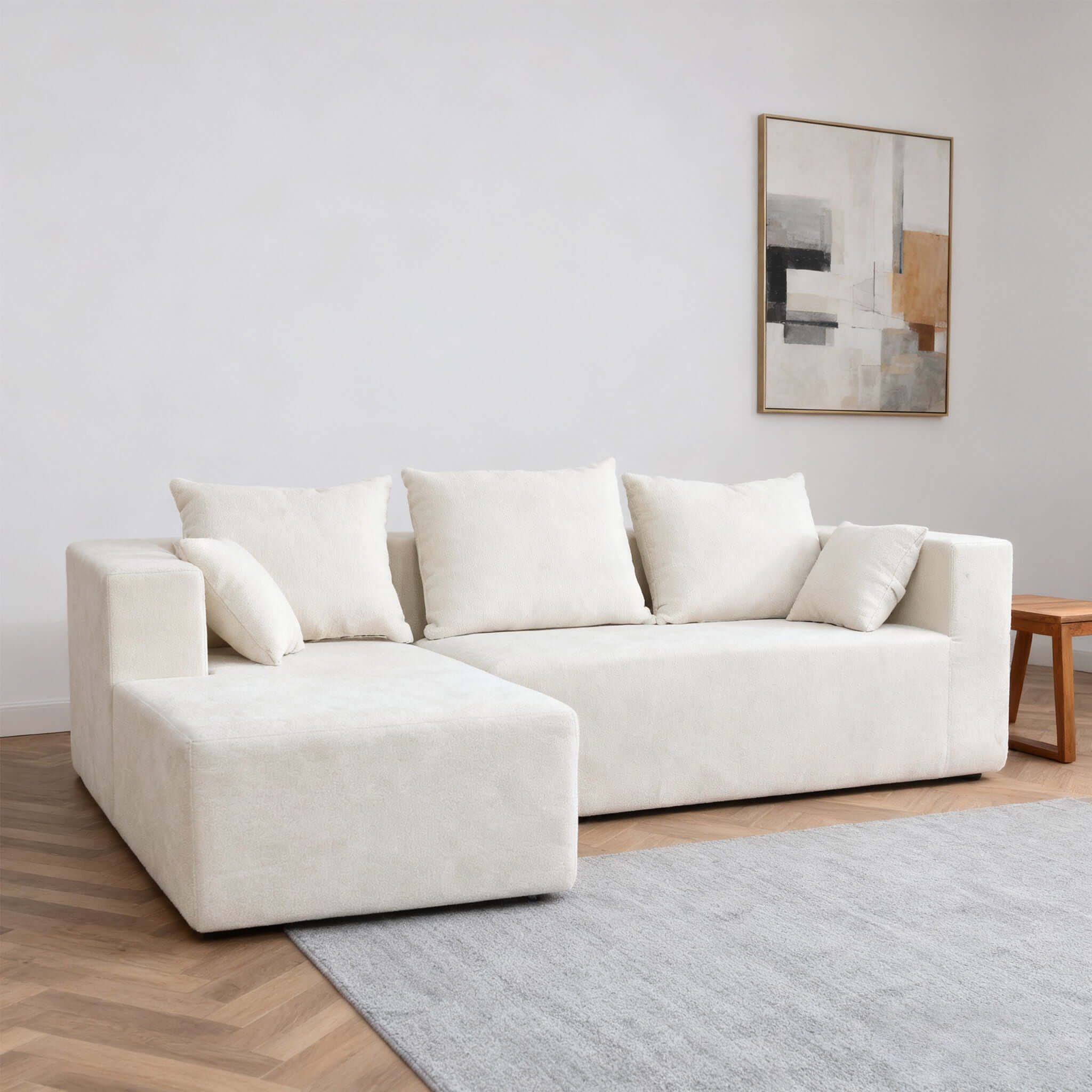 Modular Corner Sofa With Soft Linen Fabric