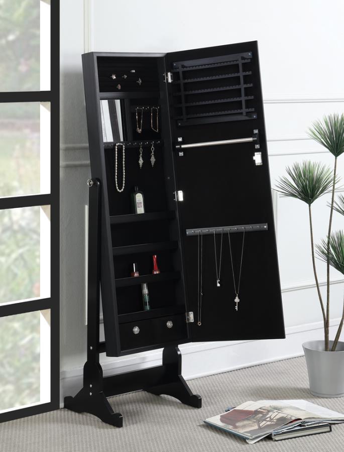 Coaster Fine Furniture Tutuola - Cheval Mirror With Jewelry Storage - Black | Meri Furniture