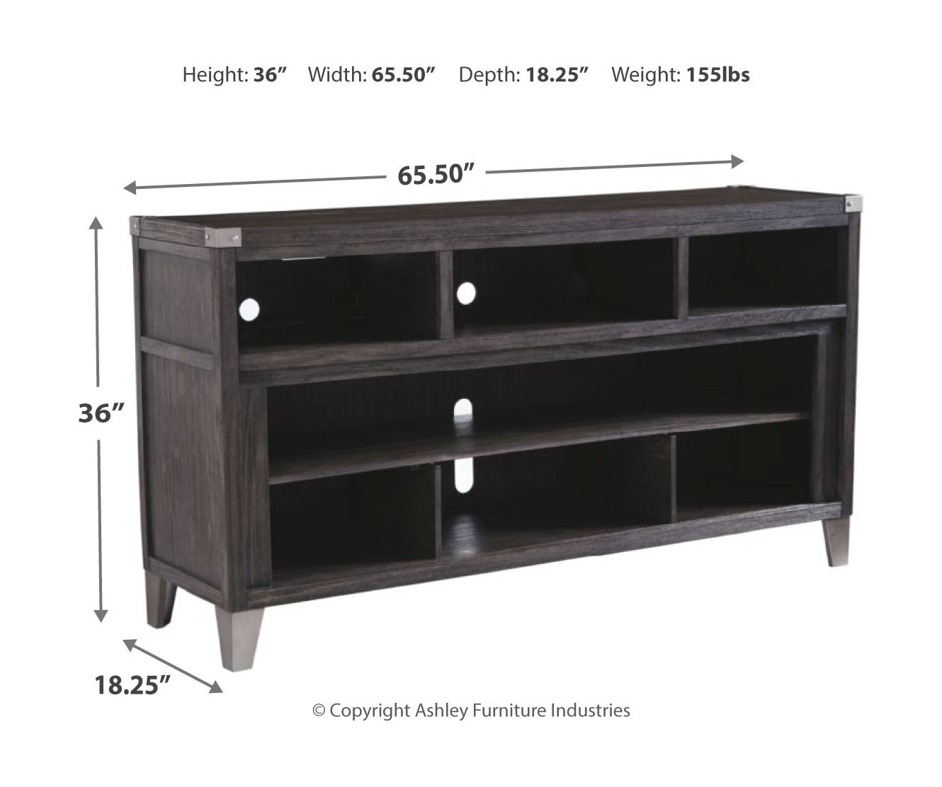 Signature Design by Ashley® Todoe - Gray - 2 Pc. - 65" TV Stand With Wide Fireplace Insert | Meri Furniture