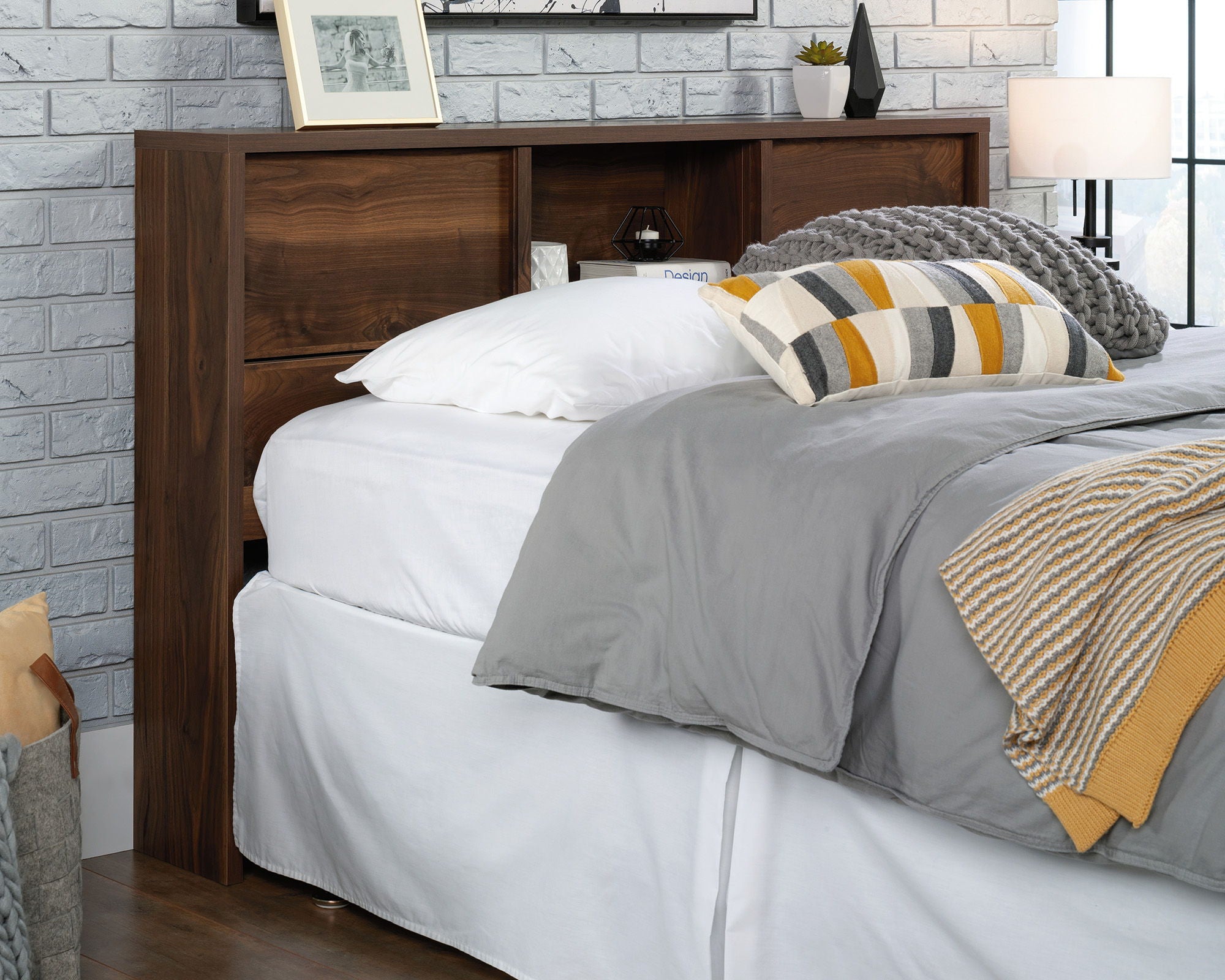 Full/Queen Bookcase Headboard with Doors