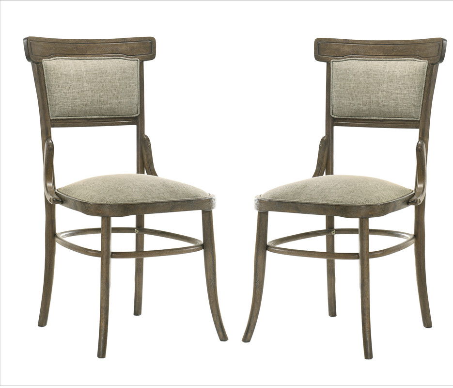 Bistro Set of 2 Vintage Walnut 19"W Contemporary Fabric Dining Chair with Cushion