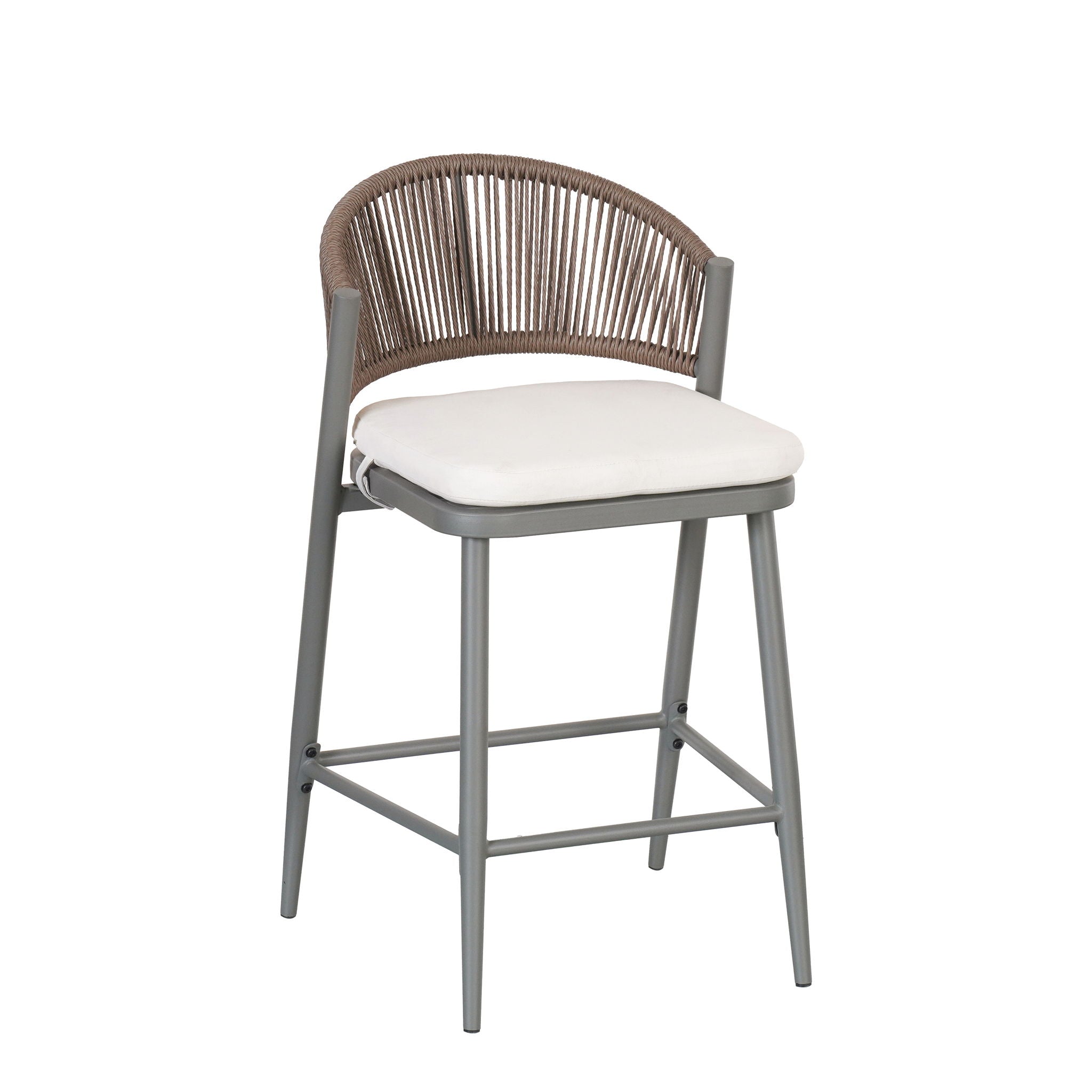 Outdoor 26" Counter Height Metal Frame Counter Stools With Scallop Shaped Backrest & Water Resistant Cushions