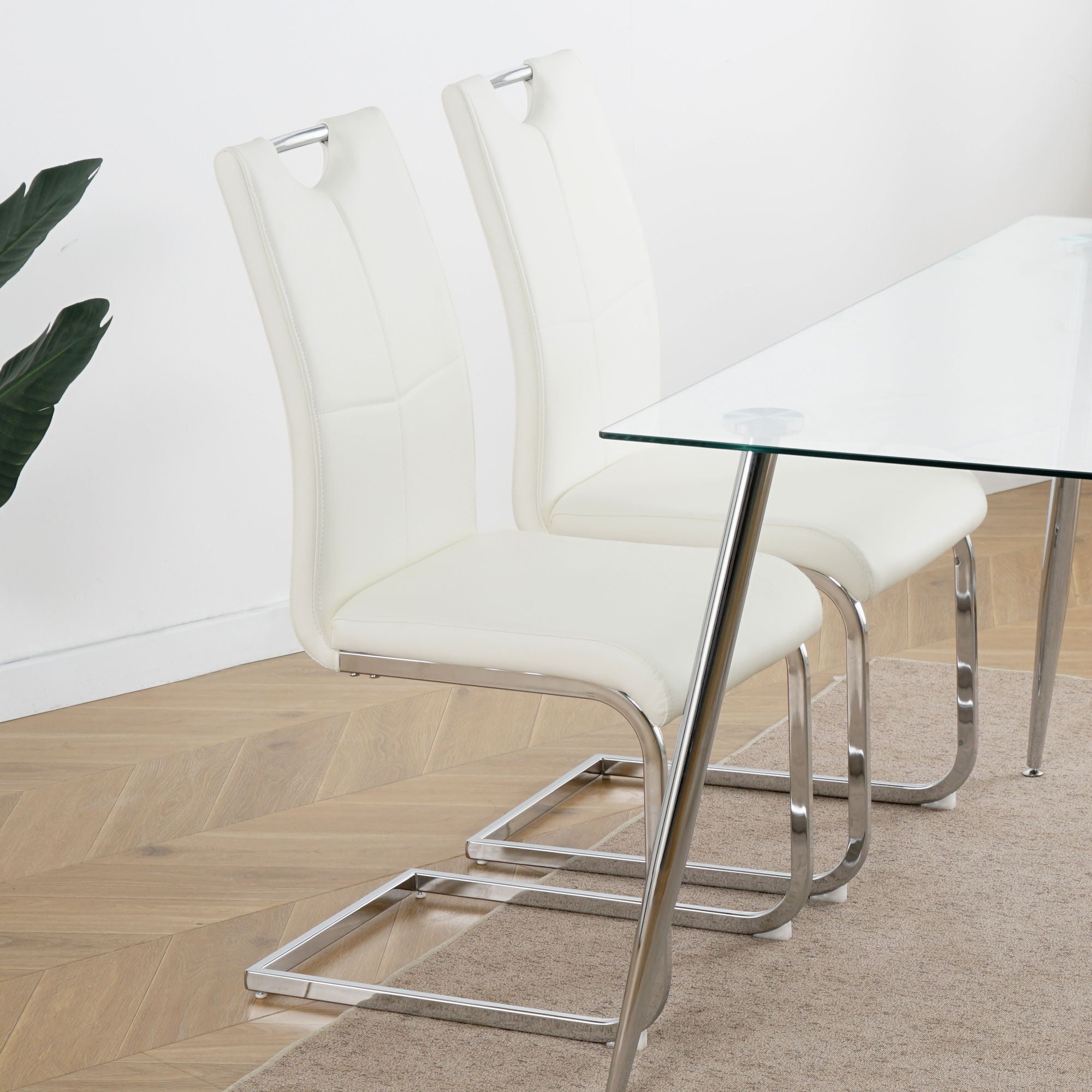 Modern Dining Chairs With Padded Seat And Metal Legs