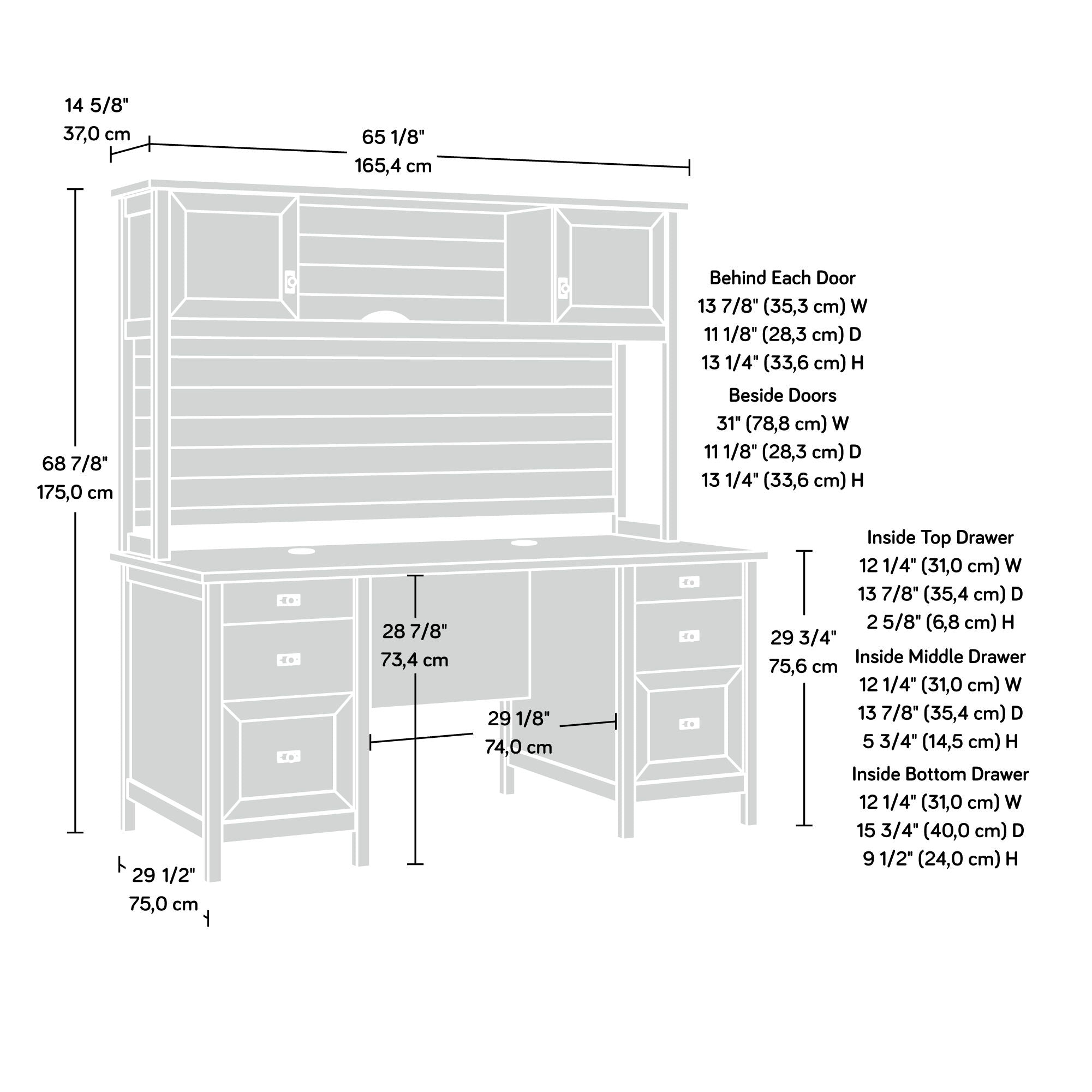 White Executive Pedestal Desk with Hutch Bundle