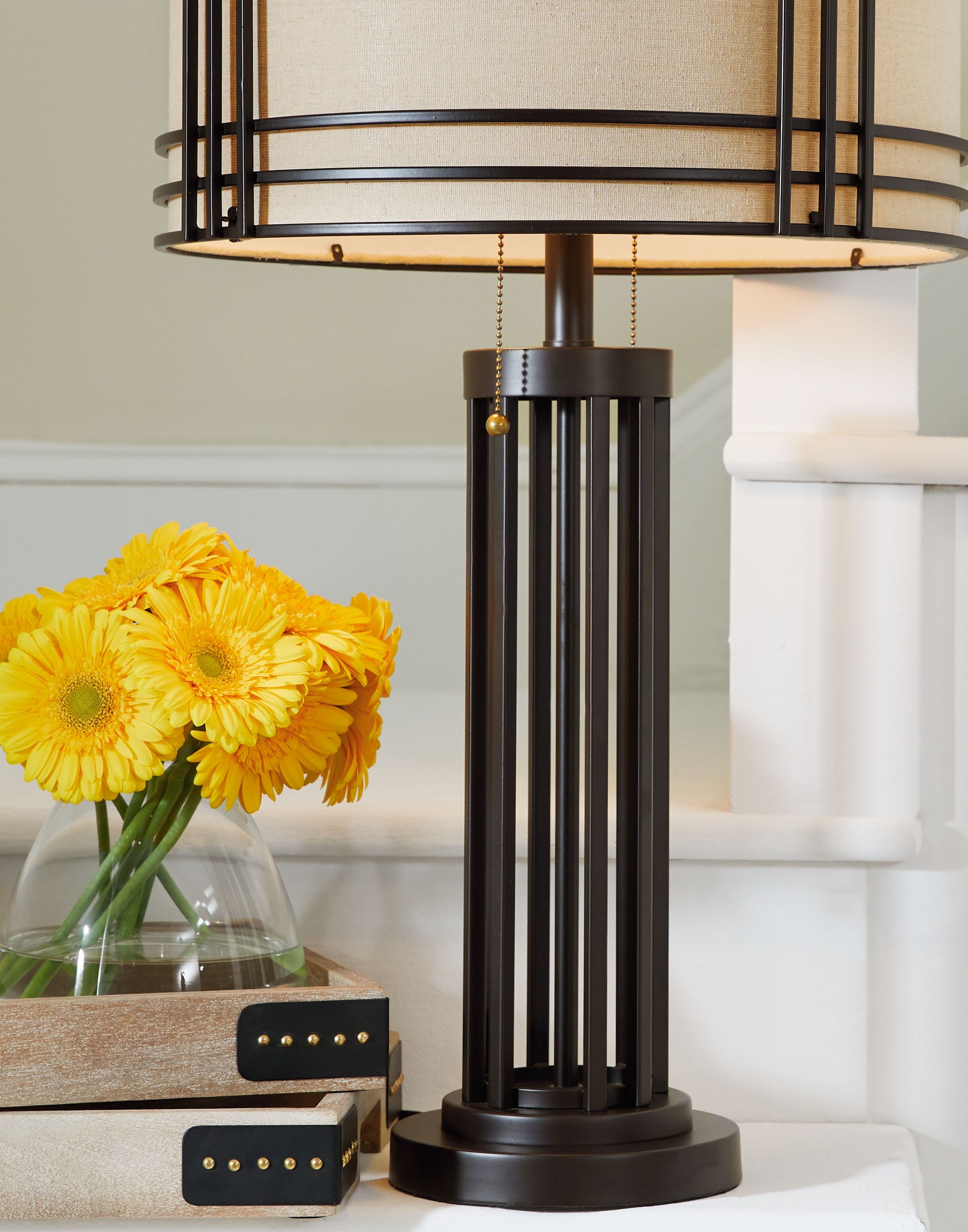 Ashley Furniture Hanswell - Dark Brown - Metal Table Lamp | Meri Furniture