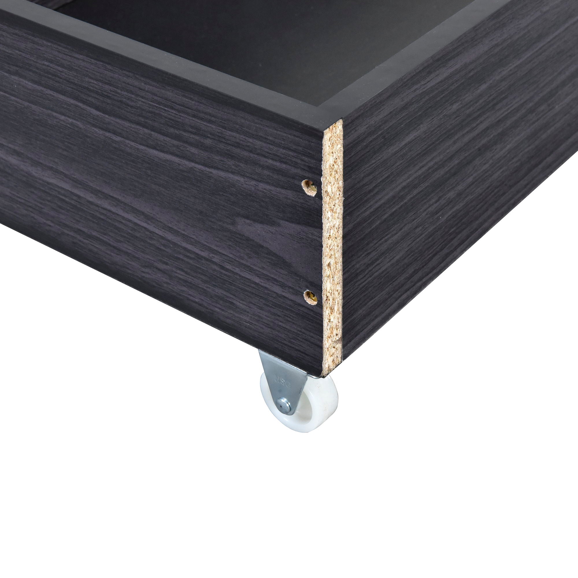 Upholstered Platform Bed With LED Frame, With Trundle And 2 Drawers