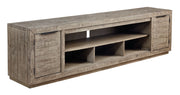 Signature Design by Ashley® Krystanza - Weathered Gray - XL TV Stand W/Fireplace Option | Meri Furniture