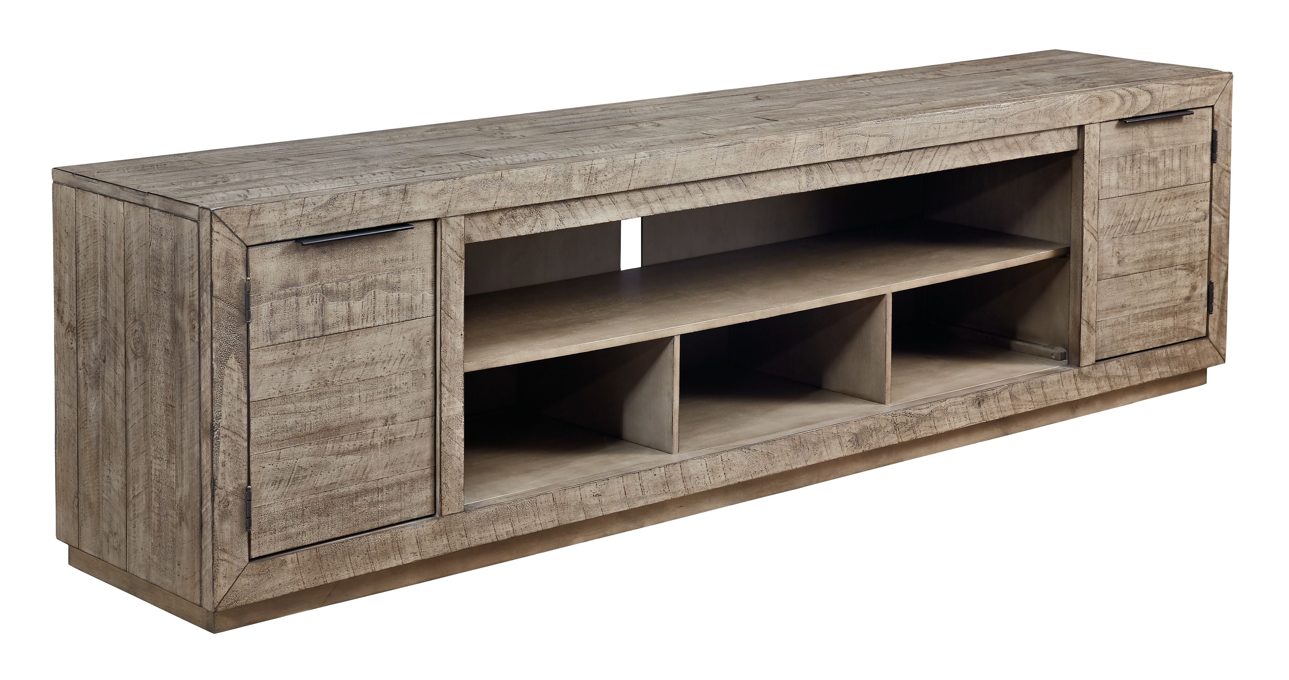 Signature Design by Ashley® Krystanza - Weathered Gray - XL TV Stand W/Fireplace Option | Meri Furniture