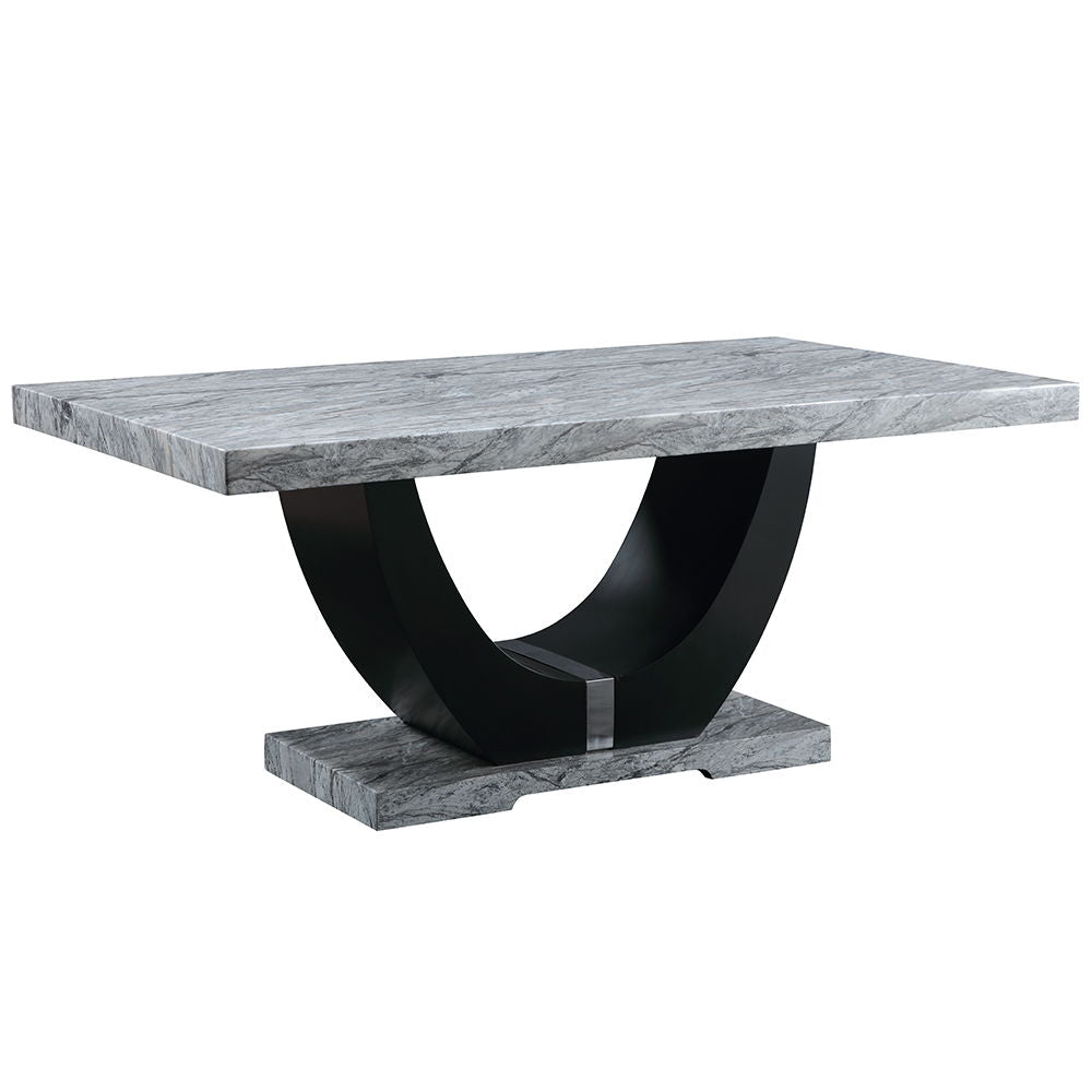 ACME Caralin - Dining Table - Engineered Stone & Black Finish | Meri Furniture