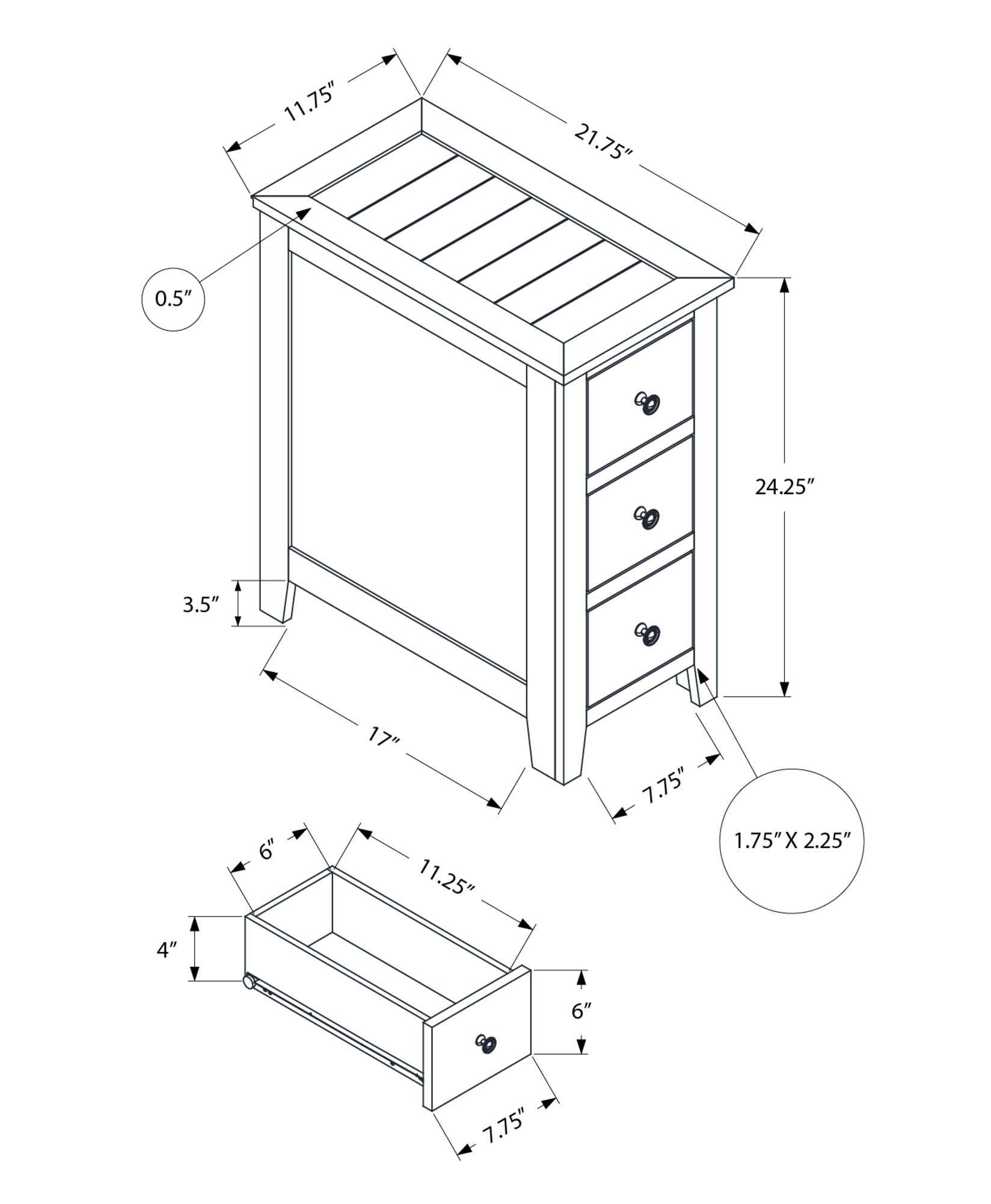 Accent End Table, Storage Drawer, Transitional Design