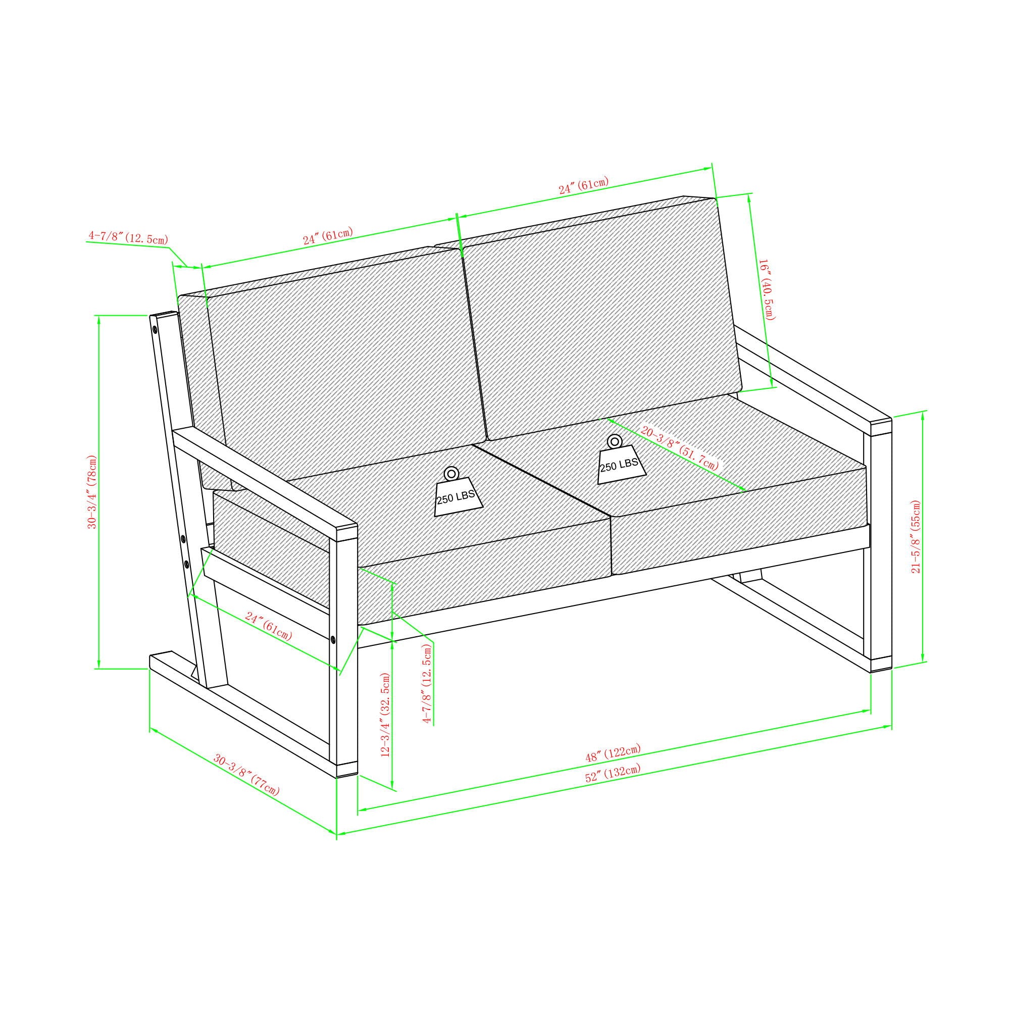 Contemporary Solid Wood Slat Back Patio Loveseat - Brown