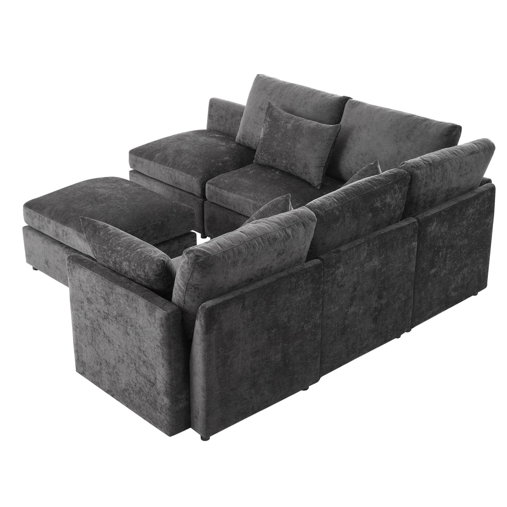 Sectional Sofa Modular U-Shaped With Ottoman & USB Ports