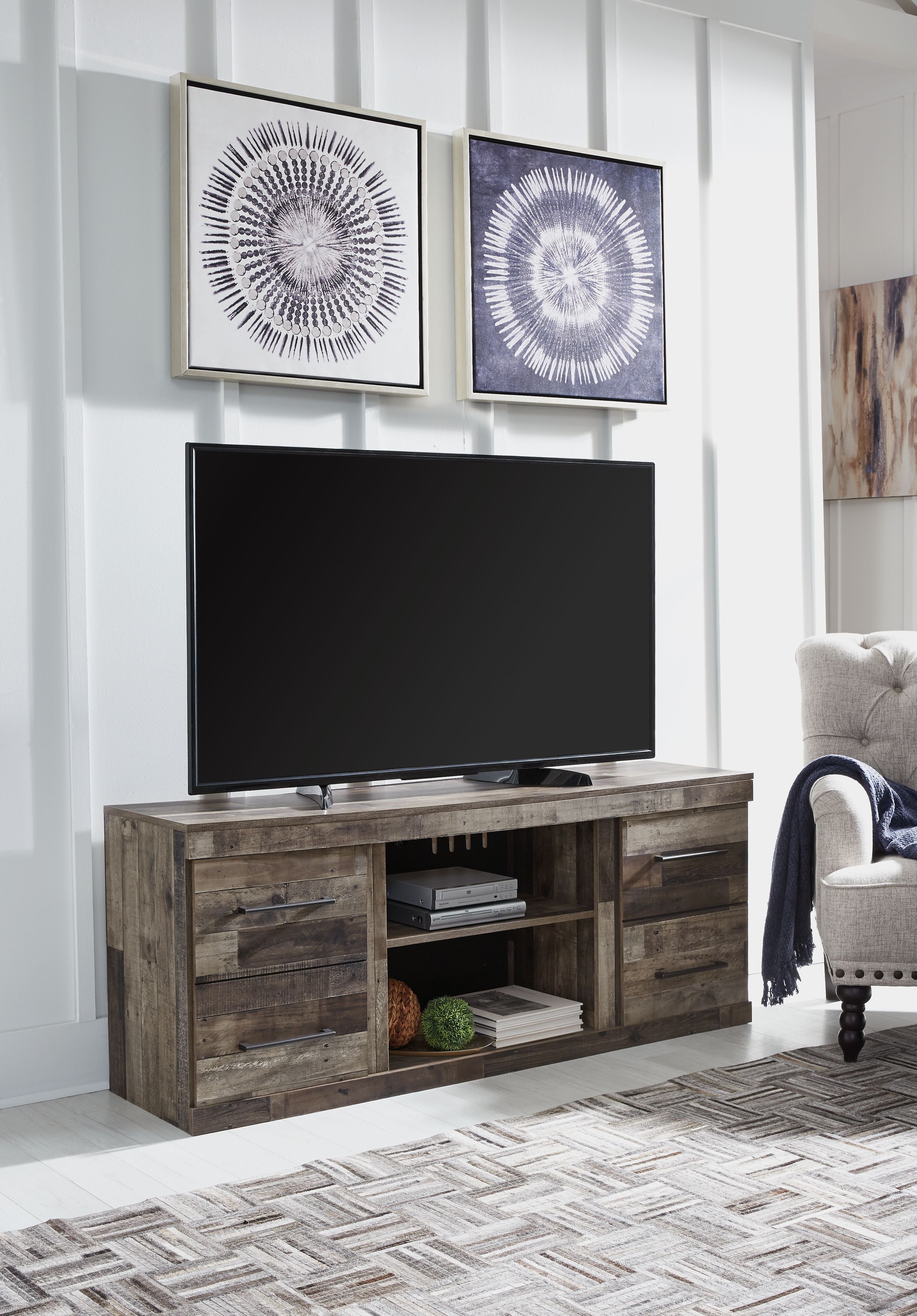 Signature Design by Ashley® Derekson - Multi Gray - LG TV Stand W/Fireplace Option | Meri Furniture