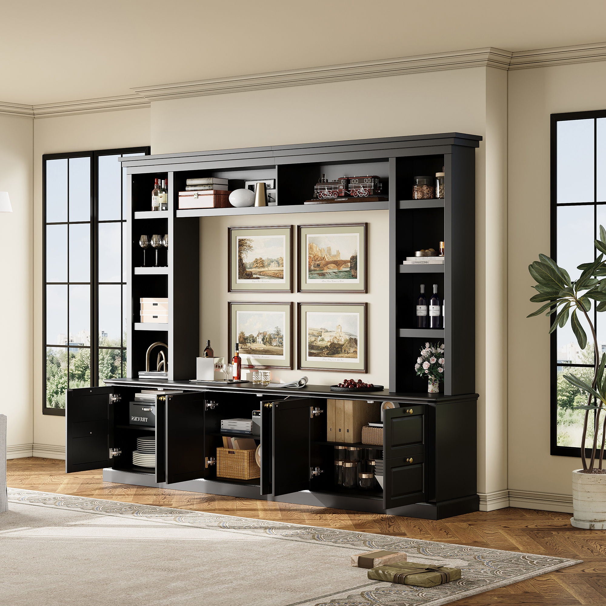 All-In-One TV Stand With Bookcase For TVs Up To 70"