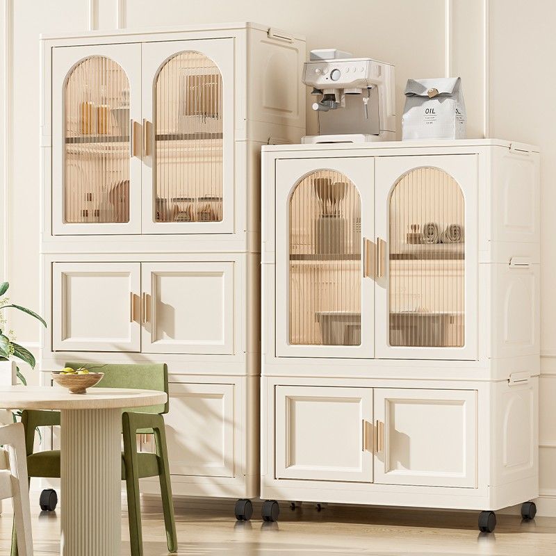 Folding Wardrobe Cabinet With Magnetic Doors, Wheels And Hangers