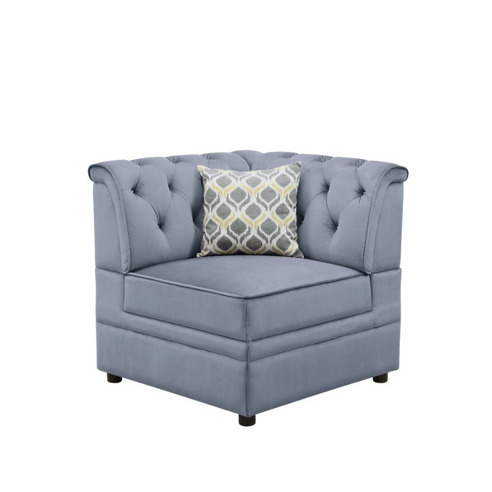 ACME Bois II - Wedge - Gray Velvet | Meri Furniture