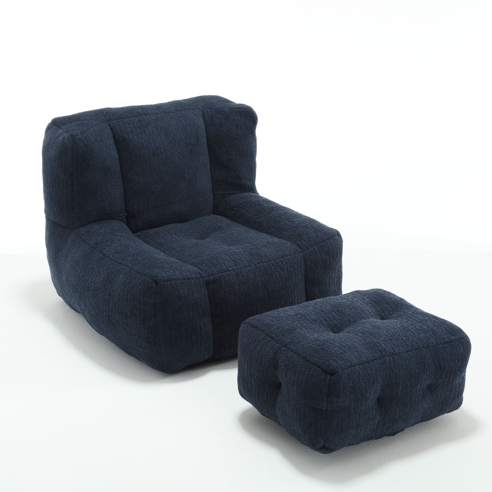 Modern Indoor Fluffy Bean Bag Chair With Memory Foam And Ottoman, Super Soft