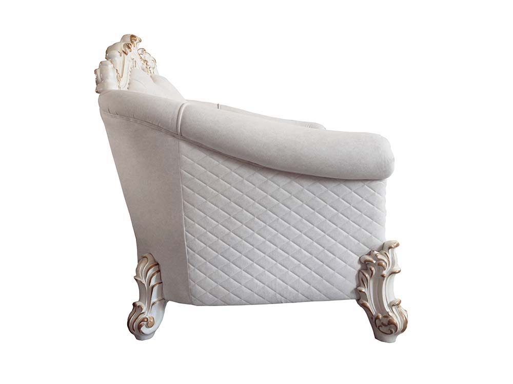 ACME Vendom II - Loveseat - Two Tone Ivory Fabric & Antique Pearl Finish | Meri Furniture