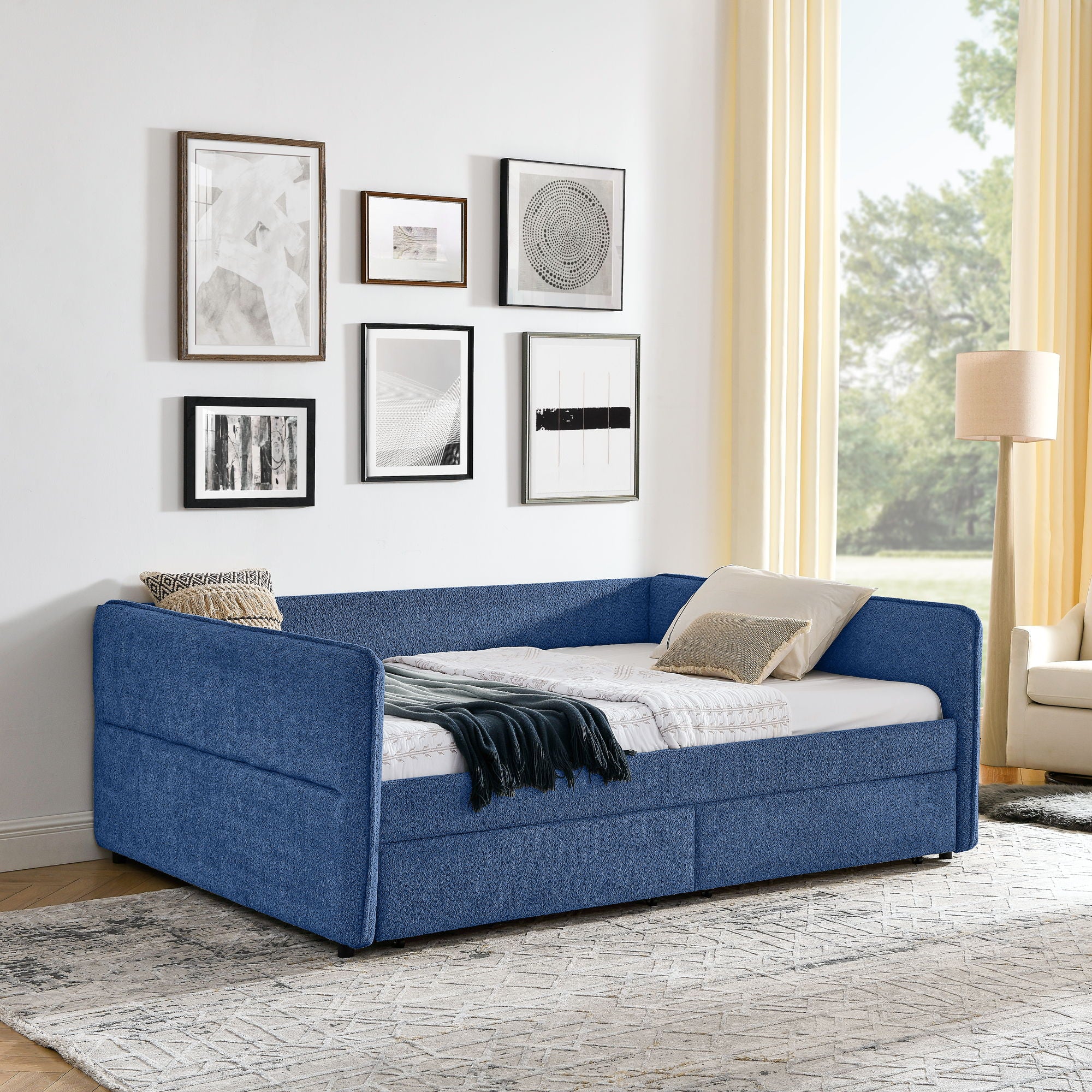 Upholstered Daybed & 2 Drawers