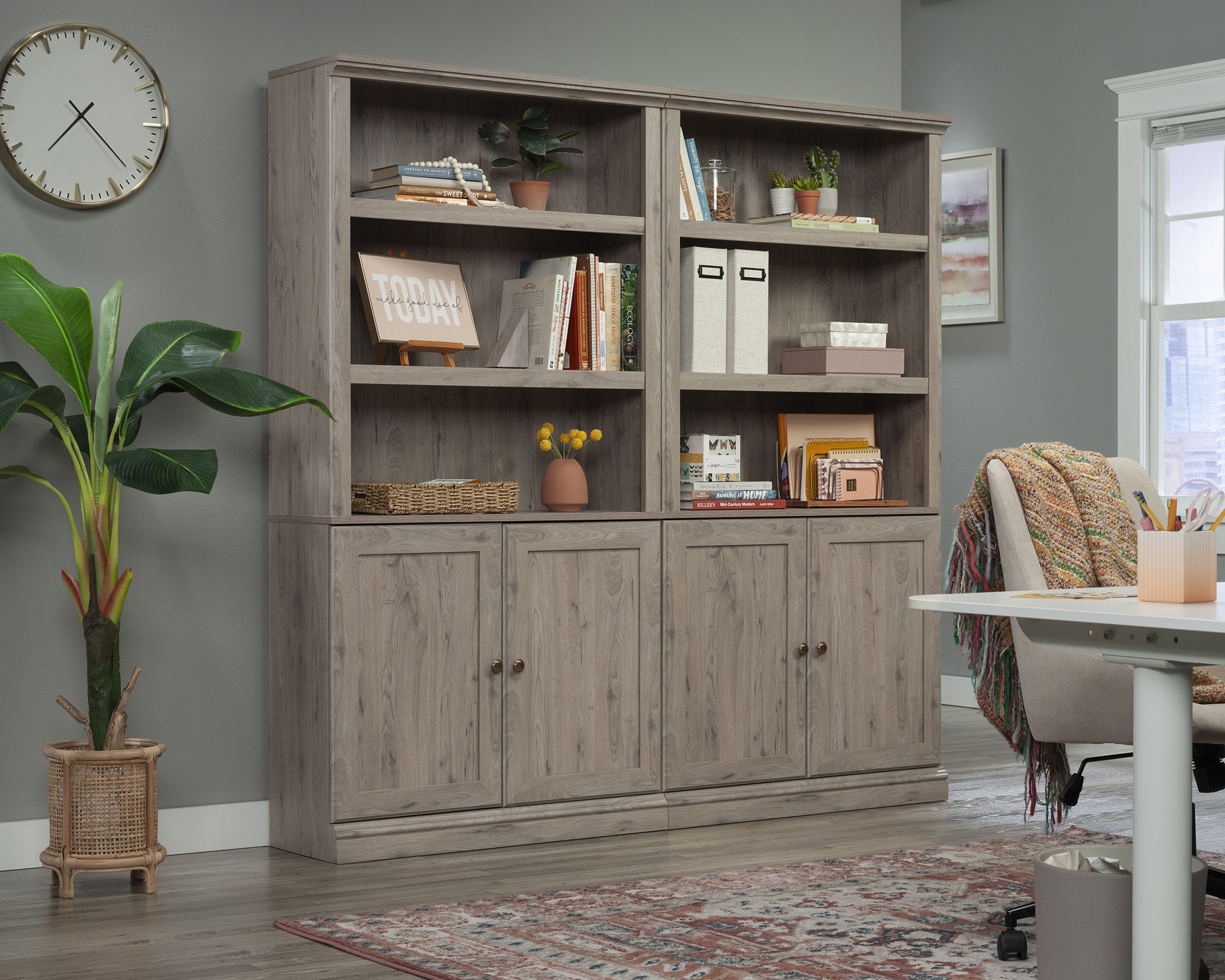 5-Shelf Bookcase with Doors in Laurel Oak