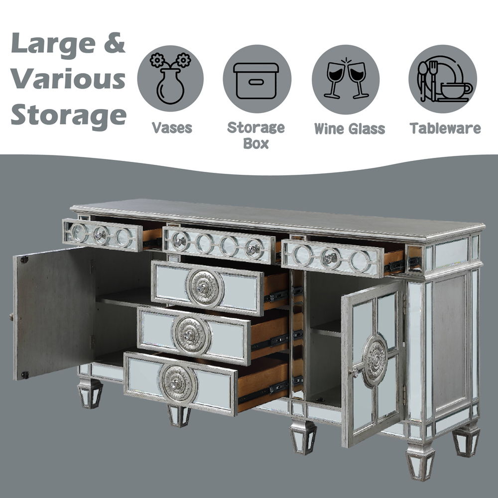 Varian - 36" Server - Mirrored & Antique Platinum