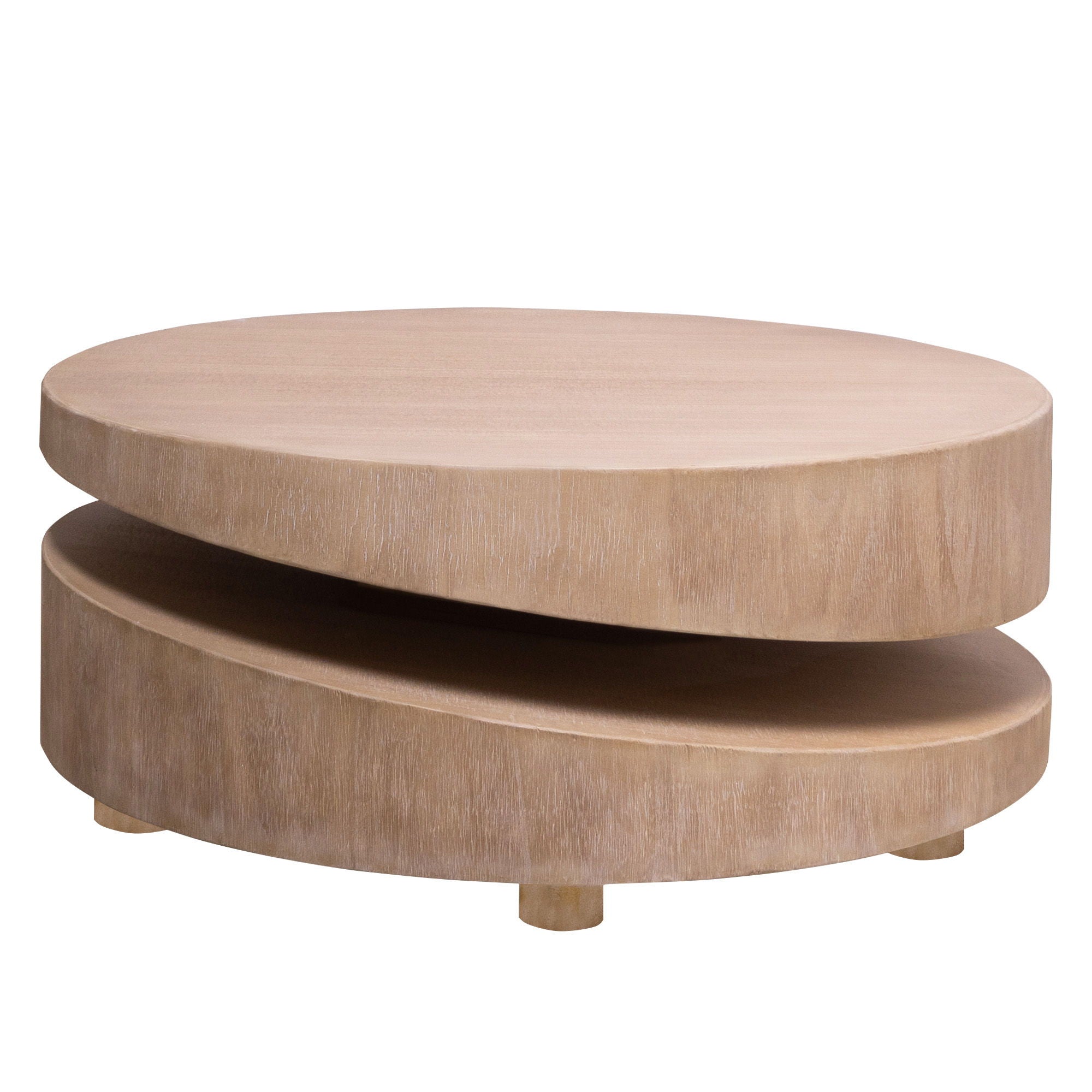 Modern Round Wood Coffee Table, Accent Table For Living Room - Antique Natural / Natural / Rustic