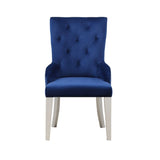 Varian - Side Chair - Blue Fabric & Antique Platinum