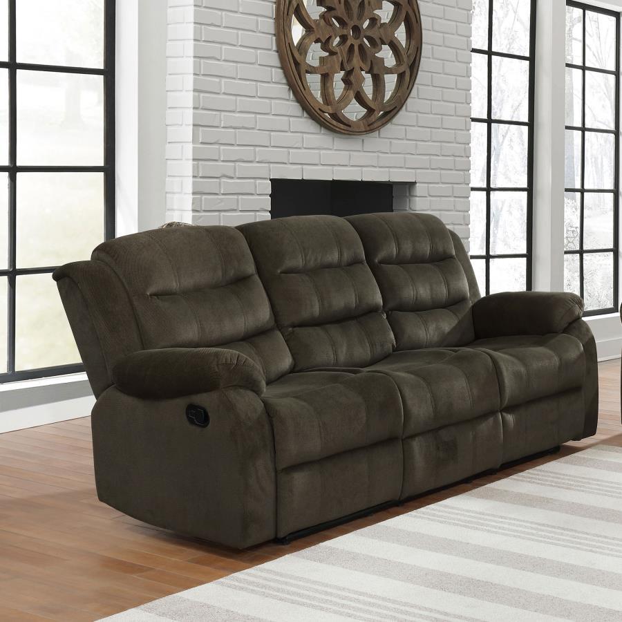 Coaster Fine Furniture Rodman - Upholstered Padded Arm Reclining Sofa - Olive Brown | Meri Furniture
