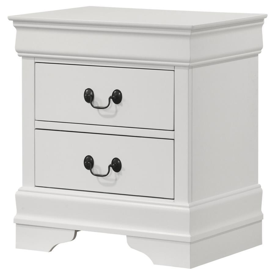 Coaster Fine Furniture Louis Philippe - 2-Drawer Nightstand Bedside Table - White | Meri Furniture