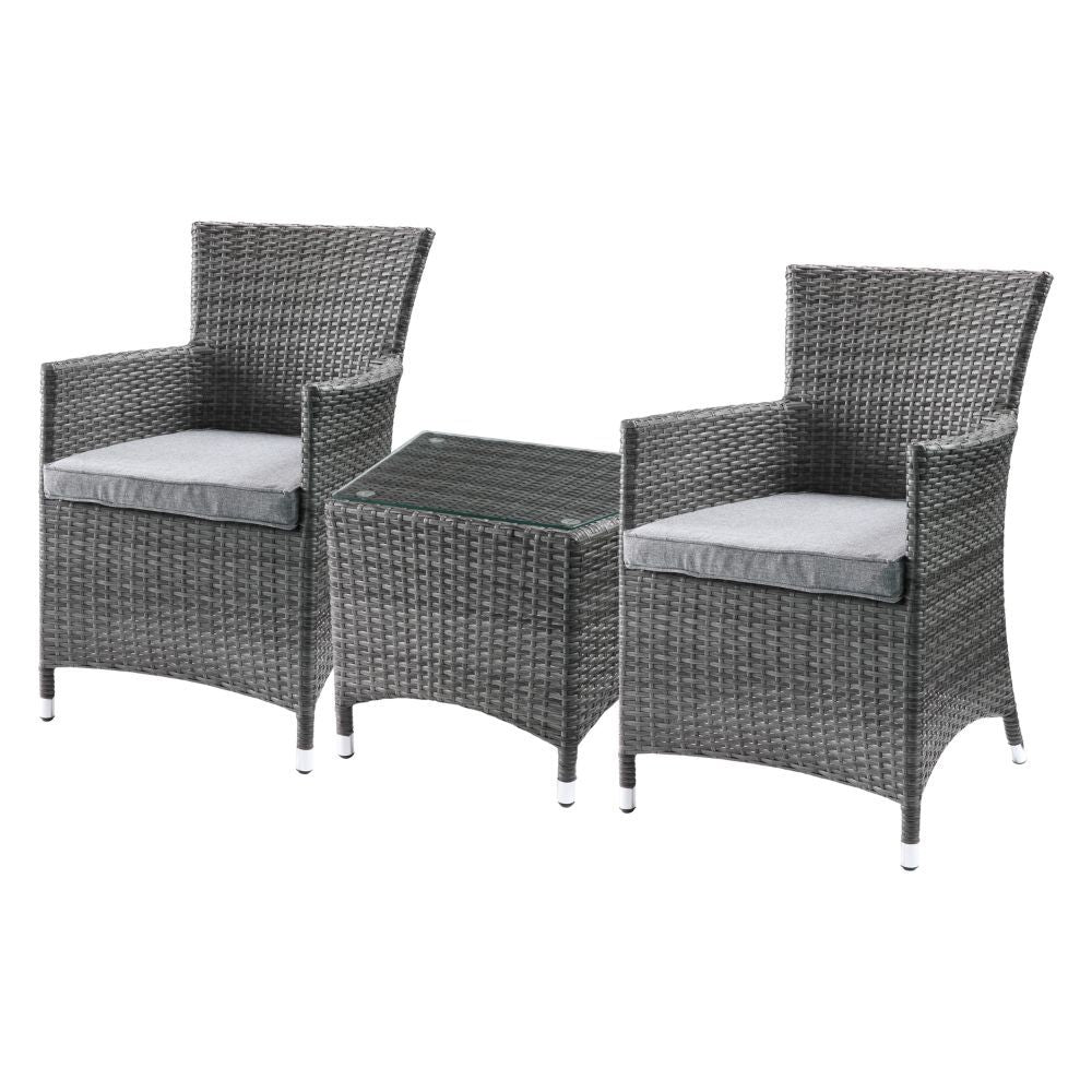 ACME Tashelle - Patio Bistro Set - Gray Fabric & Gray Wicker | Meri Furniture