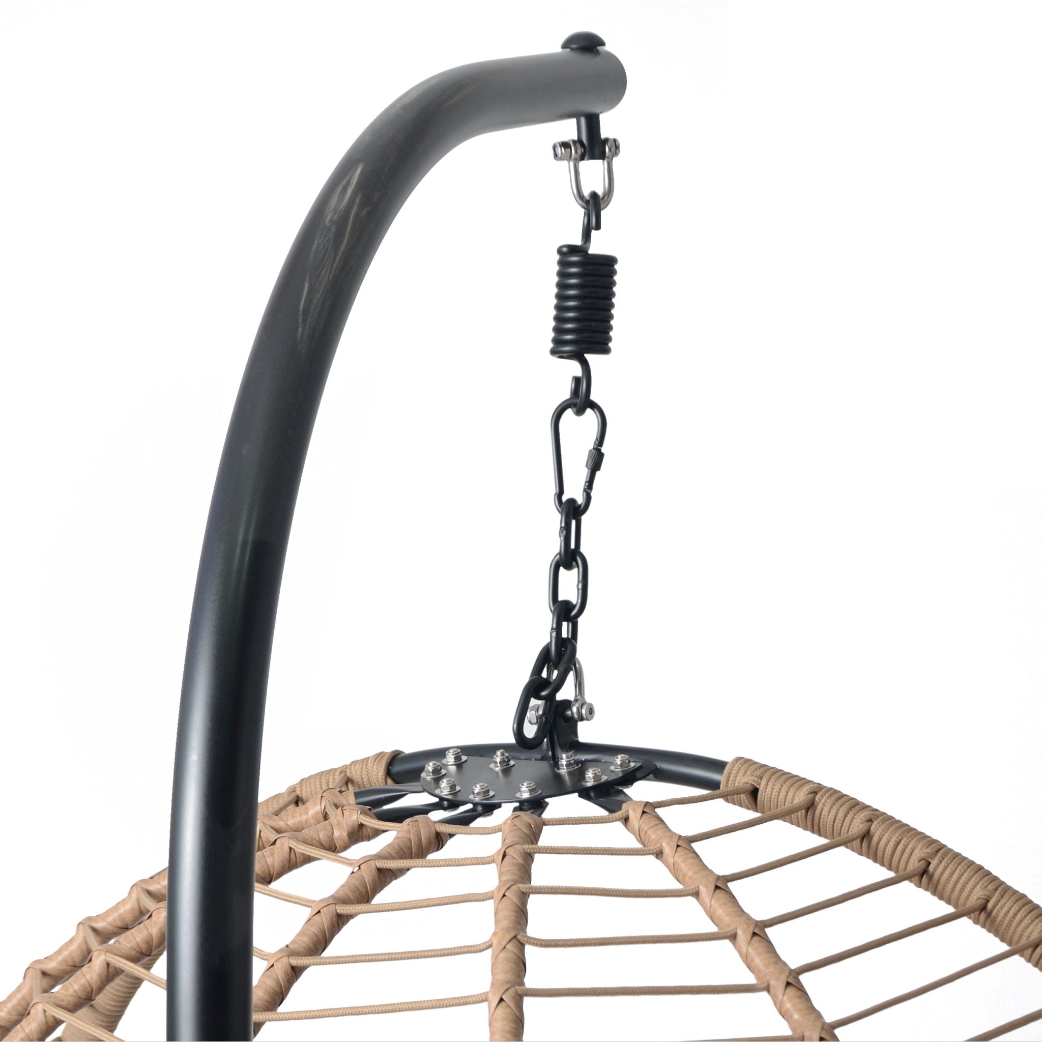 Sora - Outdoor Patio Wicker Hanging Chair With Stand - Beige / Brown