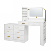 Modern 8 Drawer Dresser For Bedroom Ample Storage Wide Chest Of Drawers, Sturdy & Safe - White