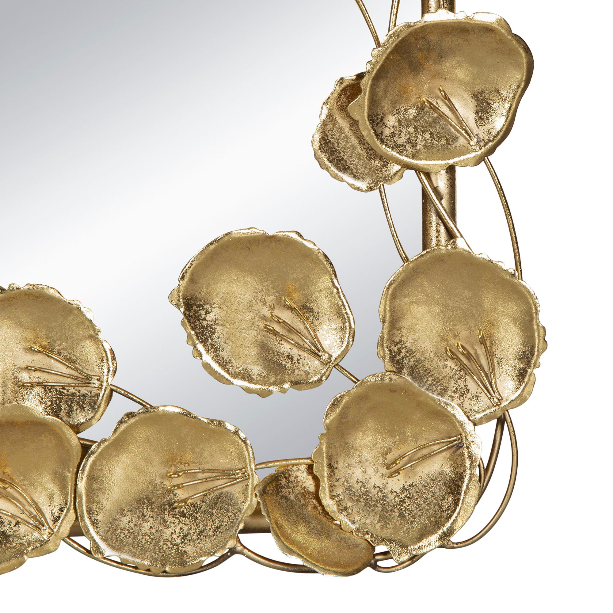 Full Length Mirror With en Leaf Accents, Floor Miiror For Living Room Bedroom - Gold